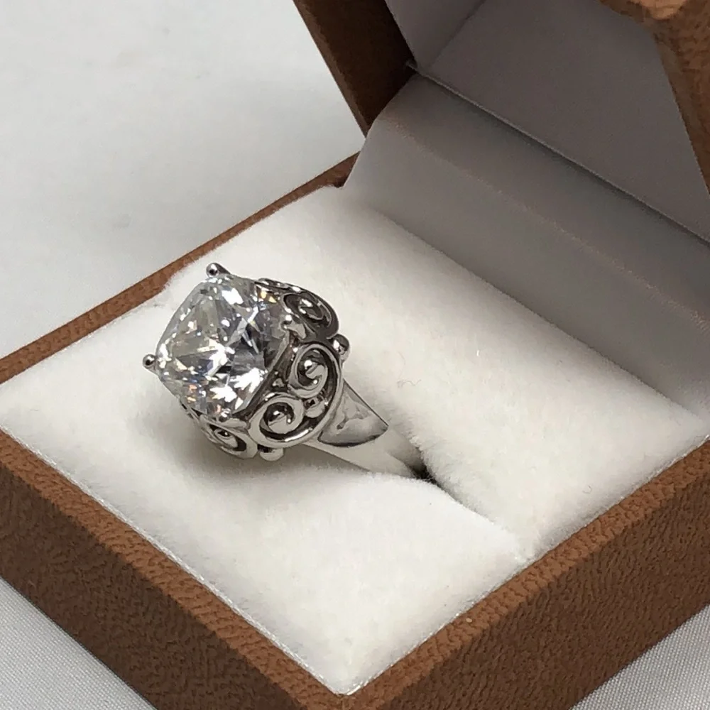 Moissanite Fire Ring Vintage Style Engagement Solitaire Platineve Size 6